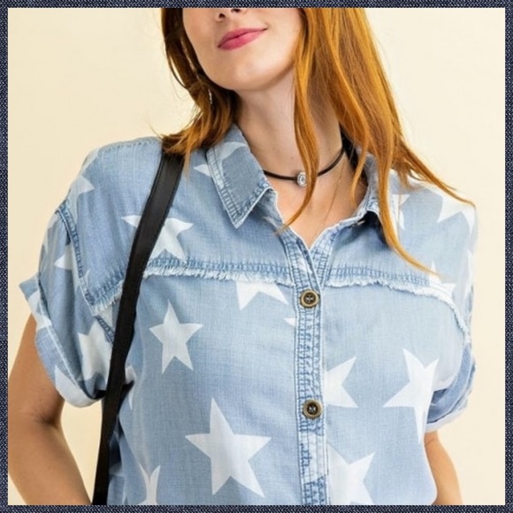 RESTOCKED Easel Lightweight Distressed Denim Shirt Dress - Slightly darker shade - Picture 5 of 15